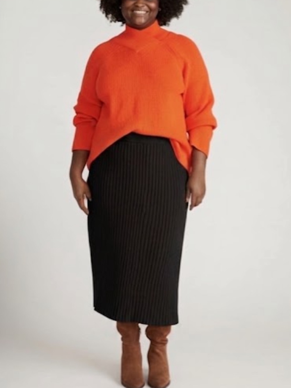 Universal standard Risa Sweater Skirt Ribbed Knit Midi Skirt Black
